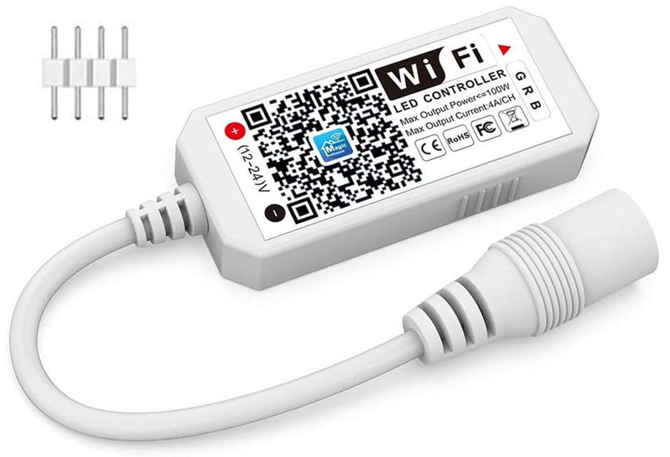iNextStation Smart RGB WiFi LED Controller, 4-Pin Output, Voice Control LED Light, Compatible with Alexa/Google Home Assistant/IFTTT Android/iOS for SMD 3535 5050 2835 Color Changing LED Strip Lights