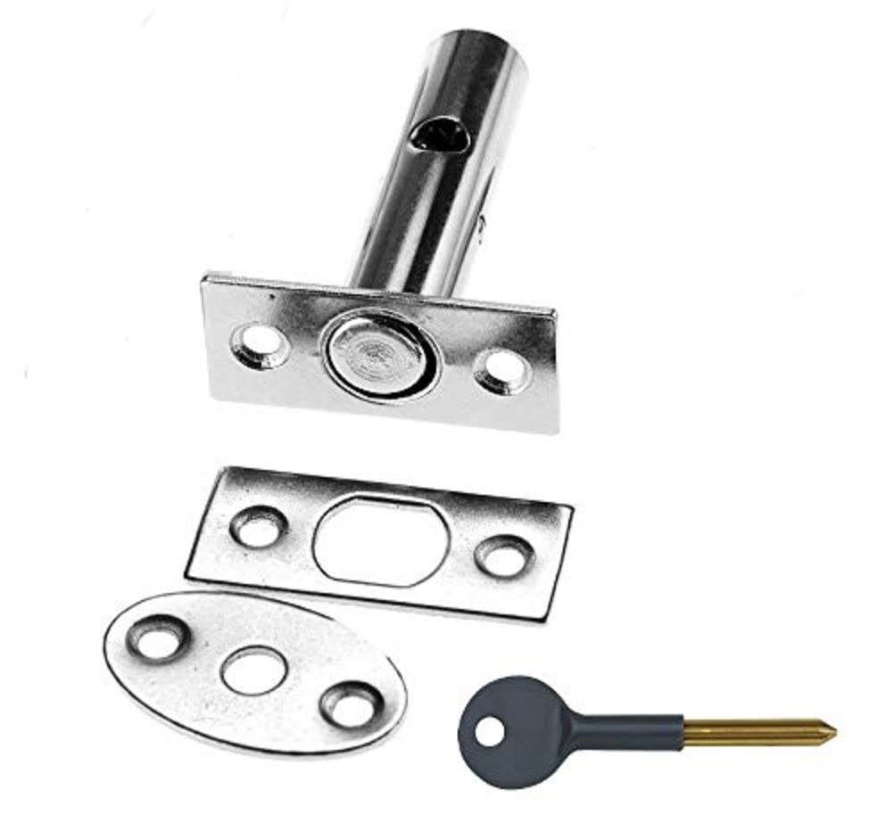 Merriway BH03298 32mm (1.1/4 inch) Satin Chrome Plated Window / Door Security Rack Bolt and Key