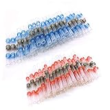 65pcs Solder Seal Wire Connectors, Sopoby Heat Shrink Electrical Terminals, Assorted Insulated Waterproof Butt Connector set (40 Red, 25 Blue)