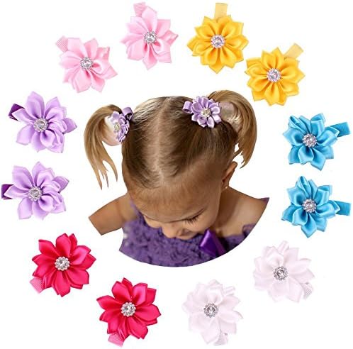 QandSweet Baby Girl Hair Clips With Jeweled Flower