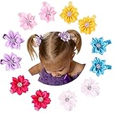 Qandsweet Baby Girl Hair Clips with Jeweled Flower