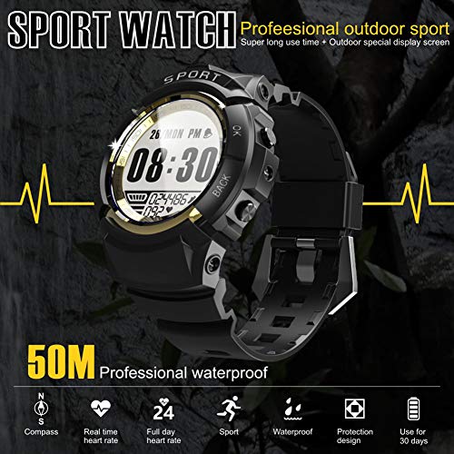 Sport Watch for Men Smart Fitness Activity Tracker IP68 164ft Waterproof with HR Heart Rate Monitor, Step/Calorie Counter, Pedometer, Compass,6 Multi-Sport Mode, 30 Days Working Time for Outdoor Watch - Thumbnail 2