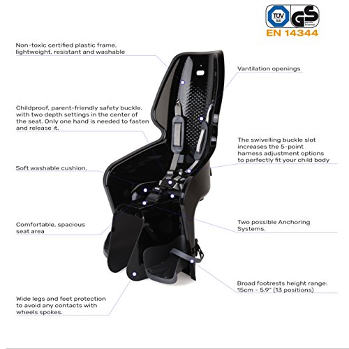 Bellelli Lotus Rear Bicycle Child Carrier Bike Child Seat (Clamp fit - Night Black)