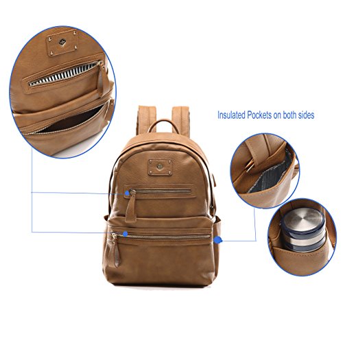 Leather Diaper Bag by miss fong, Diaper Bag Backpack with USB Charger