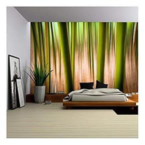 Abstract Nature Landscape Background Motion Blur Effect Bamboo Forest - Removable Wall Mural | Self-Adhesive Large Wallpaper - 66x96 inches