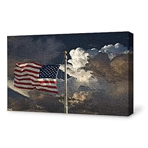 Canvas Wall Art USA Flag Sky Canvas Painting Wall Poster Decor for Living Room Framed Home Decorations - 12x18 inches