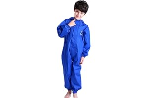 Sayyea Toddler Kids Rain Suit for Boys Girls One Piece Hoodie Waterproof Coverall Lightweight Rain Jacket 2-12 Years