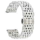 for Samsung Galaxy Watch 42mm/ Gear Sport Bands,TRUMiRR 20mm Quick Release Solid Metal Stainless Steel Bands with Butterfly Buckle Replacement Strap for Gear S2 Classic,Garmin Vivoactive 3 Smartwatch