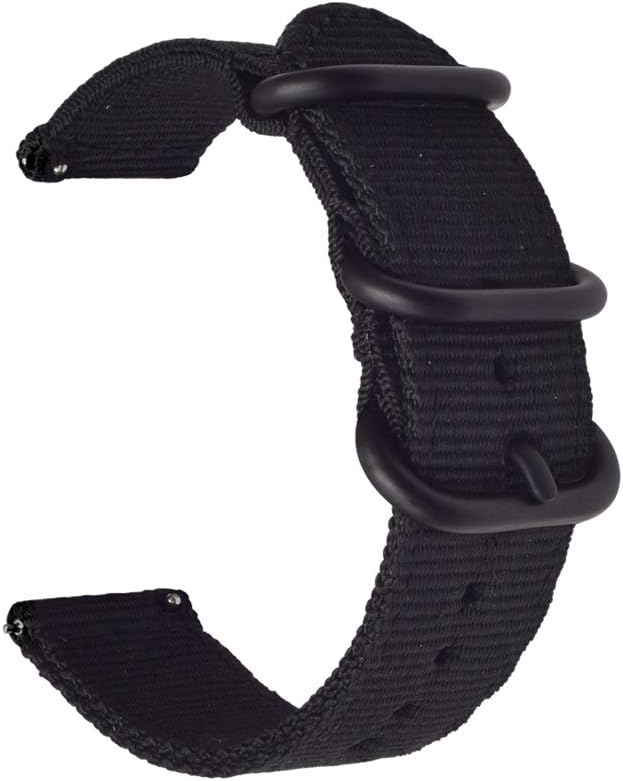 Quick Release 2 Pieces NATO Watch Band Thick Nylon Strap Black Buckle