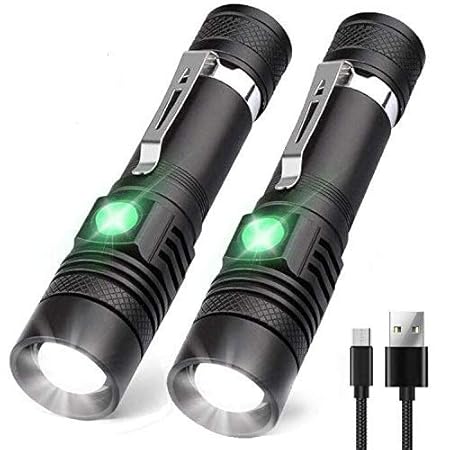 LED Taschenlampe USB Wiederaufladbar, Karrong Arbeit Taschenlampe 4 Modi Wasserdicht Zoombar Einstellbarer Fokus, Taktische T