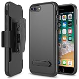 iPhone 8 Plus Case Holster, Maxboost DuraSlim Pro Apple iPhone 8 Plus / iPhone 7 Plus Holster Kickstand + Swivel Belt Clip Holder [Black] Dual Layer Protection / Shock-Absorbing / Smooth Grip (2017)