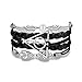 Handmade Harry Potter Deathly Hallows Inspired Silver Triangle Owls/Snitch Bracelet-Black Leather Braid/Rope(Black+White)