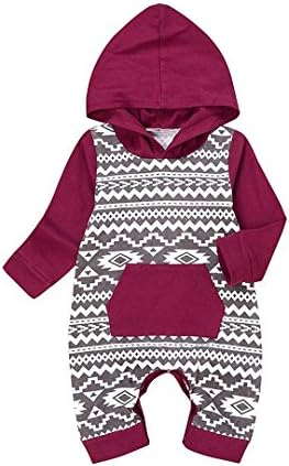 Baby Boy Girl Long Sleeve Romper Hooded Jumpsuit Onesie, Multicolor, 80 / 3-6 months Multicolor 80 / 3-6 months