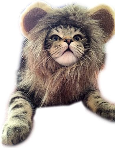 Open INnoVation Pet Halloween Cosplay Costume Lion Wig for Cat and Small Dog (M,Brown)