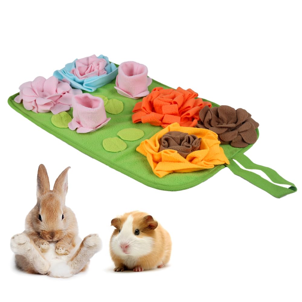 Rabbit Foraging Mat,19.6" x 11.8" Foldable Interactive Bunny Feeding Mat for Rabbit Guinea Pigs Ferret Small Animal