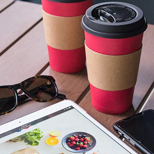 Glowcoast Disposable Coffee Cups With Lids - 16 oz To Go Coffee Cup (90 Pack). Large Travel Cups Hold Shape With Hot and Cold Drinks, No Leaks! Paper Cups with Insulated Sleeves Protect Fingers! - Thumbnail 3