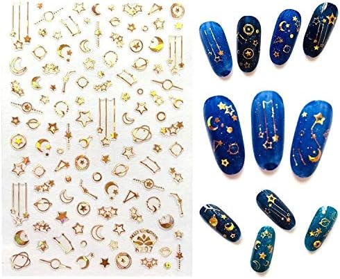 Amazon ネイル月と星ネイル接着剤ステッカーレーザー光線療法aのネイルアップリケシルバージュエリー R7金 Ffyyjjlei シール ステッカー 通販