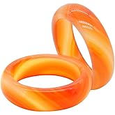 FUTIMELY 2 Pcs Carnelian Crystal Rings for Women, Carnelian Gemstone Stacking Healing Ring for Teen Girls Gifts Carnelian Smooth Round Donut Ring