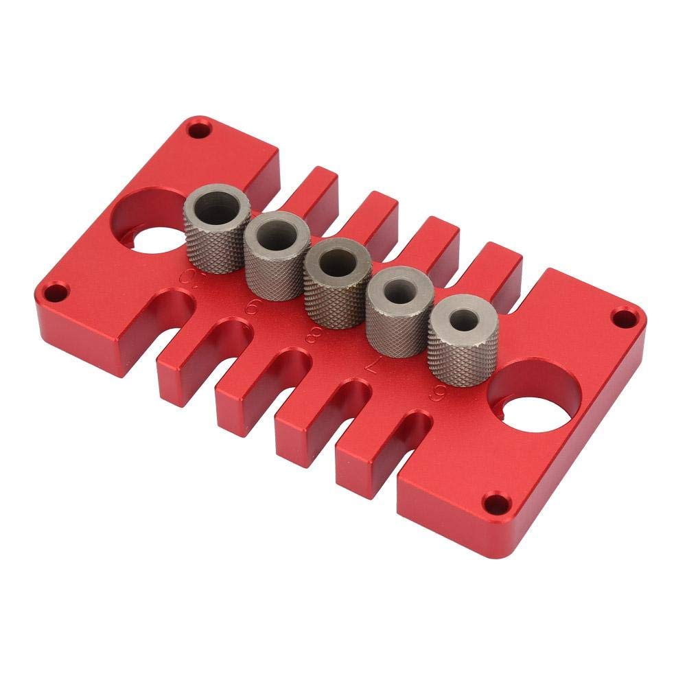 Puncher Tool,3 in 1 Aluminium Alloy and Mold Steel Hole Opener Locator Woodworking Puncher Tool 6,7,8,9,10mm for Woodworking Positioning and Punching(Red)
