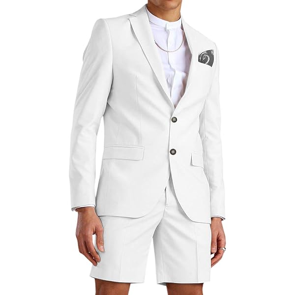 HUUTOE 2 Piece Suit for Men with Shorts Mens Summer Suits for