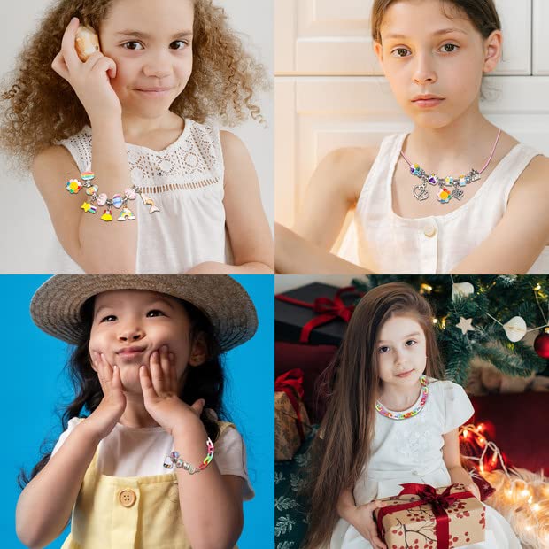 UUEMB Girls Charm Bracelet Making Kit, Jewellery Making Kit for Kids, Gifts for 5-12 Year Christmas Girls Teen Kids, Charm Jewellery Children Birthday