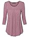 Vinmatto Women's 3/4 Sleeve Scoop Neck Front Pleated Tunic Top