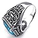 KONOV Mens Crystal Stainless Steel Ring, Classic Gothic, Blue Silver, Size 11