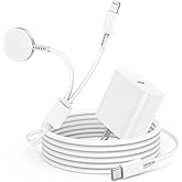 Upgraded USB C Apple Watch Charger, [MFi Certified] 2 in 1 Magnetic iWatch Fast Charging Cable Cord 6ft with 20W Type C Wall 