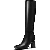 Lumeheel Women Knee High Boots Round Toe Chunky Heel Boots Gogo Boots with Side Zip Fashion Tall Boots for Women