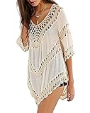 JOYEBUY Sexy Womens Crochet Hollow Out Swimwear Beachwear Bikini Cover-ups (S-M, Beige)