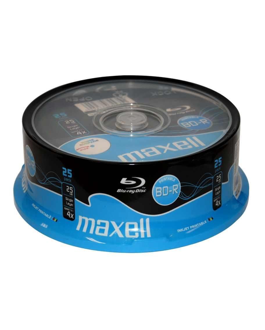 Blu-ray Disc Maxell BD-R 25 GB, 1-4x Speed fullprintable in Cakebox, 25 piece