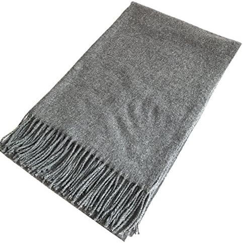 ANQILA Stylish Warm Soft Wool Blend Winter Tassels Shawl Wrap Large Blanket Scarf (Gray)