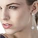Silver Crystal Dangle Earrings - Womens Round Diamond Long Chain Linear Earrings cz Bridal Drop Earrings for Wedding Bride Bridesmaids by AMYJANE