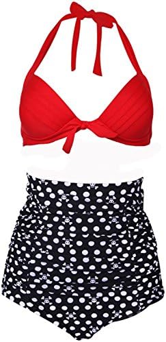 THSENRIS High Waist Retro Swimsuit with Bottom and Top(FBA)
