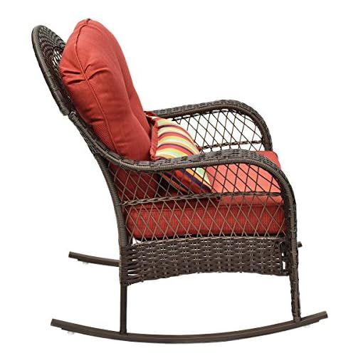Colibrox Outdoor Wicker Rocking Chair Porch Deck Rocker Patio Furniture W Cushion New Diensday All Weather Wicker Beachfront Decor