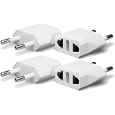 Unidapt European Travel Plug Adapter, US to Europe Type C, 4 Pack, White | Outlet Converter America USA to Europe, Italy, Spain, Germany, France EU Power Plugs for International Travel, Euro Plug