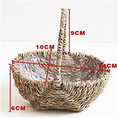 Endlless Hand-Woven Natural Straw and Willow Basket Wicker Flower Pots Flower Wall Hanging Flowerpot Hanging Basket Rustic Rattan Hanging Wall Basket-08