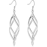 Linear Swirl Wire Earrings For Women dangling Boho Dangle Drop