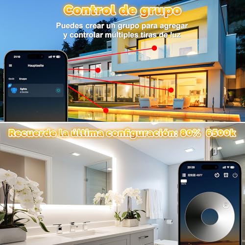 TENDIST 20M Outdoor Waterproof LED Strip IP67, White Lights Outdoor 3000K-6500K, 24V Waterproof Adhesive LED Strips, Fita LED with APP & Remote Control for Pavilion, Pergola, Patio