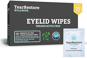 TearRestore Eyelid Wipe with Tea Tree – HylaWipe 30 Count | Hypoallergenic Eye Wipes for Blepharitis, Dry, Itchy, Red, Swolle