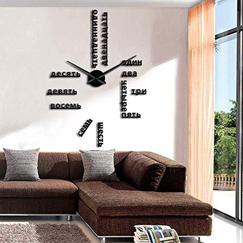 1Piece Russian Numbers Diy Giant Wall Clock Foreign Language 3D Clock Wall Sticker Wall Mounted Modern Design Large House Clock