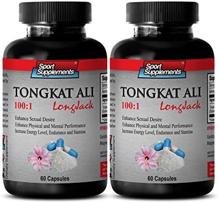 Premium Supplement to Boost Energy Levels with Herbs - Tongkat Ali Root Extract 100: 1 - Boost Sexual Desire, Increase Sexual Activity, Sensations and Testosterone (2 Bottles 120 Capsules)