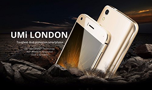 UMIDIGI LONDON resistente a prueba de golpes Android 6.0 3G Smartphone - la protección de vidrio de doble caída de la prueba con núcleo de 1,3 GHz quad Marco del metal 8GB 8 megapíxeles - dorado