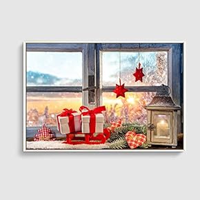 Framed Canvas Home Artwork Decoration Merry Christmas Canvas Wall Art for Living Room, Bedroom - 16x24 inches