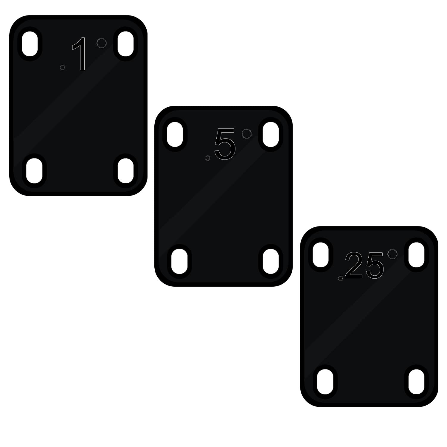 3pcs Guitar Neck Shims, Plastic Guitar Neck Plate for Guitar Neck Protection with 3 Taper 0.25°, 0.5° and 1° Guitar Neck Gasket for Electric Guitar Bass Neck Protection Repair (Black)