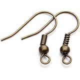 Linsoir Beads Iron Wire Earring Hooks with Large Loop Packed of 200 Antique Bronze Plated