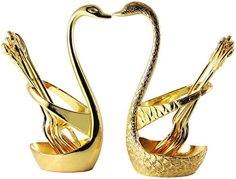 Jasni Liu Stainless Steel Swan Base Dinnerware Set (Set of 2) (Gold)