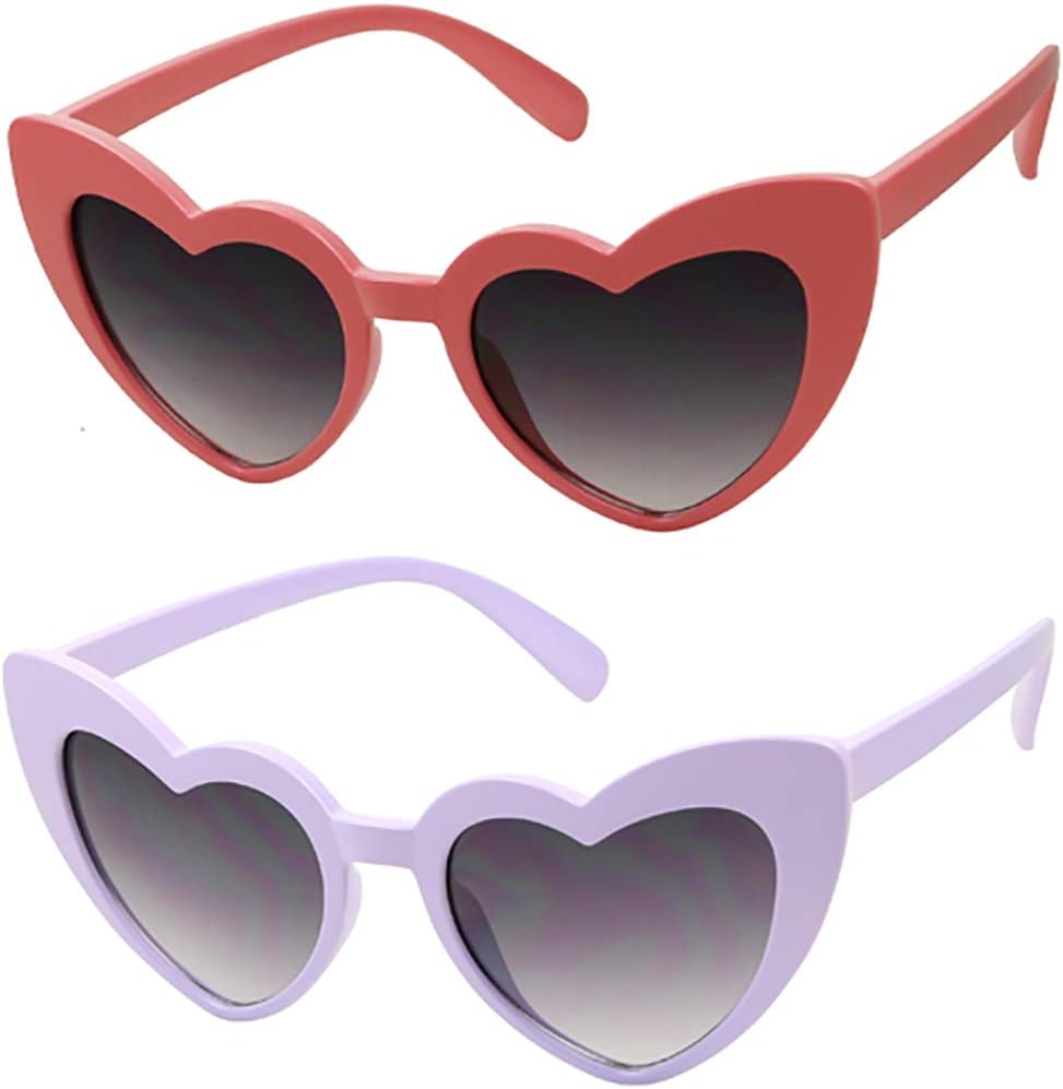 ShadyVEU Trendy Heart Shaped Love Colorful Baby Girl Toddler Ages 2-6 Yrs. Oversize Kids Sunglasses