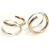 The Redheaded Jeweler Handmade TINY Huggie Mixed Metal Twist Loop Earrings Double Hoop for Single Piercing Sterling Silver & Gold Earrings Spiral Illusion Gifts for Women