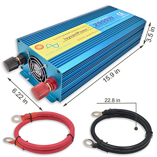 Cantonape Car Boat RV 2000W/4000W(Peak) Pure Sine Wave Power Inverter DC 12V to 110V AC with LCD Display